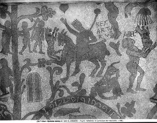 Pflasterstein, der König Artus darstellt, 1166